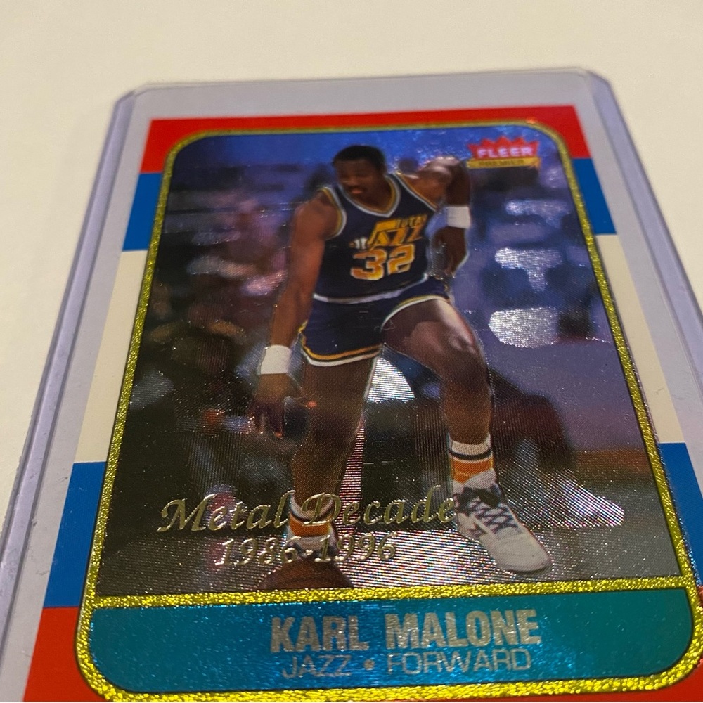 Karl Malone metal decade 1996 Fleer Basketball card Vintage collectible. - Picture 5 of 5